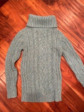 Old Navy Men's Heathered Teal Cable-Knit Turtleneck Sweater